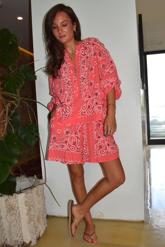 Ole Bubble Cotton Bandana Shorts Watermelon